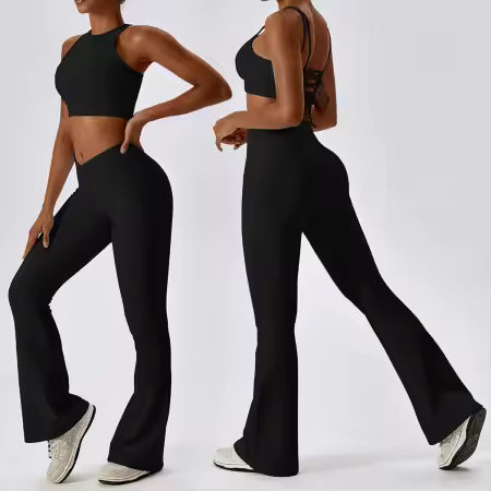 Ensemble Angel Legging taille haute & brassière  | Noir ou Blanc